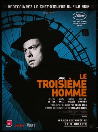 8j0105 THIRD MAN advance French 15x21 R2015 different c/u of Orson Welles with gun by Ferris wheel, classic!