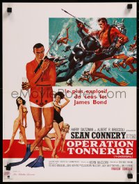8j0106 THUNDERBALL French 16x21 R1980s art of Sean Connery as James Bond 007 by McGinnis & McCarthy!