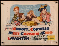 8j0202 ABBOTT & COSTELLO MEET CAPTAIN KIDD 1/2sh 1953 art of wacky pirates Bud & Lou with Laughton!