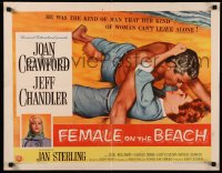 8j0232 FEMALE ON THE BEACH style A 1/2sh 1955 cool art of Joan Crawford and Jeff Chandler!