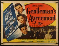 8j0235 GENTLEMAN'S AGREEMENT 1/2sh 1947 Elia Kazan, Gregory Peck, Dorothy McGuire, John Garfield!
