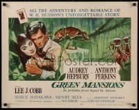 8j0239 GREEN MANSIONS style B 1/2sh 1959 cool art of Audrey Hepburn & Anthony Perkins by Joseph Smith