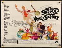 8j0243 HALF A SIXPENCE 1/2sh 1968 McGinnis art of Tommy Steele with banjo, from H.G. Wells novel!