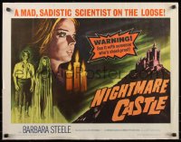 8j0267 NIGHTMARE CASTLE 1/2sh 1966 Gli Amanti d'Oltretomba, mad sadistic scientist on the loose!