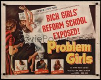 8j0274 PROBLEM GIRLS 1/2sh 1953 classic artwork of tied up scantily clad bad rich girl hosed down!