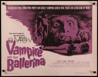 8j0300 VAMPIRE & THE BALLERINA 1/2sh 1962 blood-lusting vampire queen fiend who preys on girls!