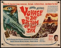 8j0303 VOYAGE TO THE BOTTOM OF THE SEA 1/2sh 1961 different sci-fi art of scuba divers & monster!