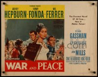 8j0305 WAR & PEACE 1/2sh 1956 art of Audrey Hepburn, Henry Fonda & Mel Ferrer, Tolstoy!