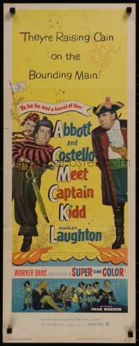 8j0318 ABBOTT & COSTELLO MEET CAPTAIN KIDD insert 1953 art of pirates Bud & Lou w/ Charles Laughton!