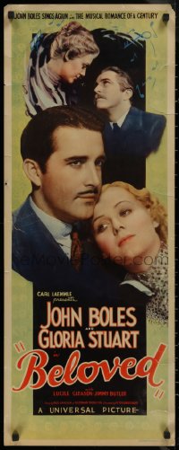 8j0324 BELOVED insert 1934 John Boles & Gloria Stuart in the musical of a century, ultra rare!