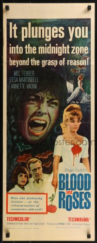 8j0330 BLOOD & ROSES insert 1961 Et mourir de plaisir, Roger Vadim, sexiest vampire Annette Vadim!