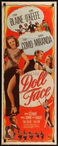 8j0349 DOLL FACE insert 1945 sexy full-length Vivian Blaine & Carmen Miranda, Perry Como, O'Keefe