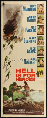 8j0368 HELL IS FOR HEROES insert 1962 Steve McQueen, Bob Newhart, Fess Parker, Bobby Darin