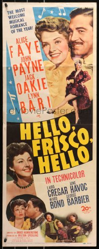 8j0369 HELLO, FRISCO, HELLO insert 1943 images of Alice Faye, John Payne, Jack Oakie & Lynn Bari!