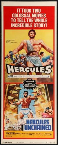 8j0370 HERCULES/HERCULES UNCHAINED insert 1973 world's mightiest man Steve Reeves double-bill!