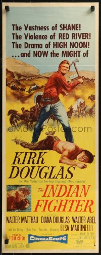8j0376 INDIAN FIGHTER insert 1955 the vastness of SHANE! violence of RED RIVER! drama of HIGH NOON!