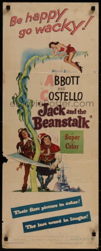 8j0379 JACK & THE BEANSTALK insert 1952 Abbott & Costello, their first picture in color!