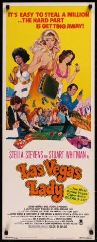 8j0387 LAS VEGAS LADY insert 1975 sexy art of gambling gangster gals, it's easy to steal a million!