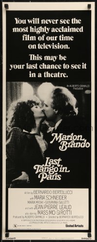 8j0388 LAST TANGO IN PARIS style C insert R1975 Marlon Brando, Maria Schneider, Bernardo Bertolucci