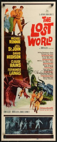 8j0393 LOST WORLD insert 1960 Michael Rennie battles dinosaurs in the Amazon Jungle!