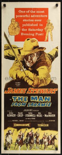 8j0397 MAN FROM LARAMIE insert 1955 cool art of cowboy James Stewart, directed by Anthony Mann!