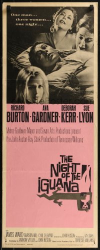 8j0402 NIGHT OF THE IGUANA insert 1964 Richard Burton, Ava Gardner, Sue Lyon, Deborah Kerr!