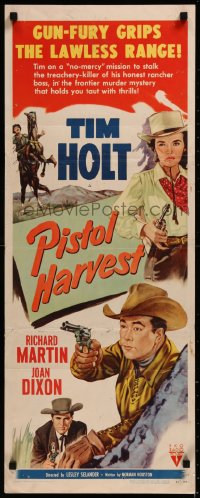 8j0408 PISTOL HARVEST insert 1951 Tim Holt, Richard Martin & pretty Joan Dixon in western action!