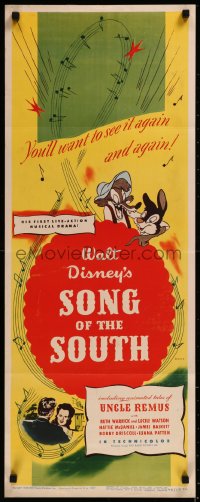 8j0426 SONG OF THE SOUTH insert 1946 Walt Disney, Uncle Remus, art of Br'er Rabbit & Br'er Bear!