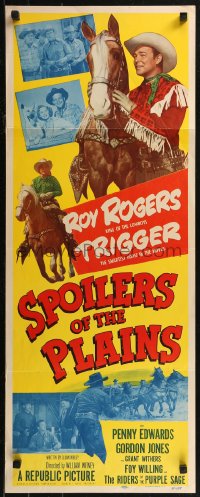 8j0430 SPOILERS OF THE PLAINS insert 1951 singing cowboy Roy Rogers & his horse Trigger, ultra rare!