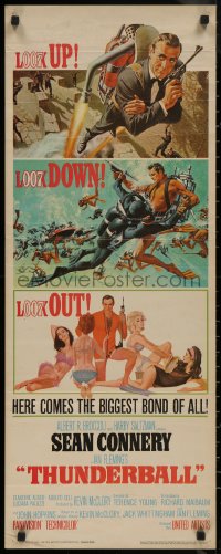 8j0441 THUNDERBALL insert 1965 great art of Sean Connery as James Bond 007 by McGinnis & McCarthy!