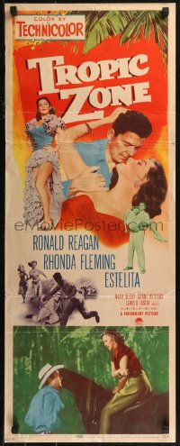 8j0444 TROPIC ZONE insert 1953 art of Ronald Reagan romancing Rhonda Fleming + sexy Estelita!