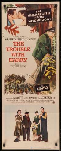 8j0445 TROUBLE WITH HARRY insert 1955 Alfred Hitchcock, Edmund Gwenn, Forsythe & Shirley MacLaine!
