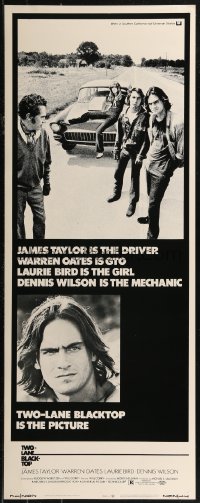 8j0447 TWO-LANE BLACKTOP insert 1971 James Taylor is the driver, Warren Oates is GTO, Laurie Bird