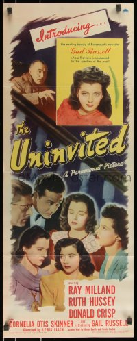 8j0448 UNINVITED insert 1944 Ray Milland, Ruth Hussey, introducing Gail Russell, ultra rare!