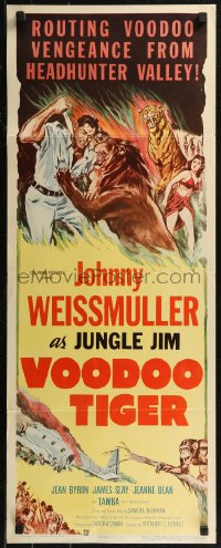 8j0451 VOODOO TIGER insert 1952 art of Johnny Weissmuller as Jungle Jim, Tamba the Talented Chimp!