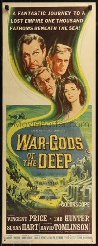 8j0452 WAR-GODS OF THE DEEP insert 1965 Vincent Price, Jacques Tourneur underwater sci-fi!