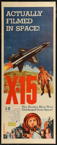 8j0462 X-15 insert 1961 astronaut Charles Bronson, cool art of rocket, actually filmed in space!