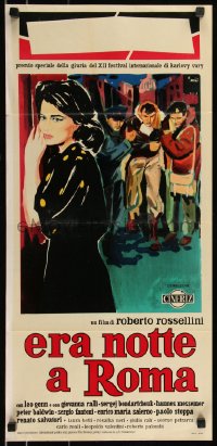8j1098 ESCAPE BY NIGHT Italian locandina 1960 Roberto Rossellini, art of top stars by Ercole Brini!