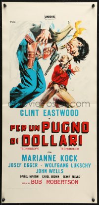 8j1106 FISTFUL OF DOLLARS Italian locandina R1970s different artwork of generic cowboy by Symeoni!