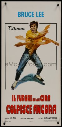 8j1107 FISTS OF FURY Italian locandina 1973 great Bruce Lee action kung fu art by Ciriello!