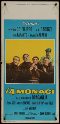 8j1111 FOUR MONKS Italian locandina 1962 Carlo Ludovico Bragaglia's I 4 Monaci, different!