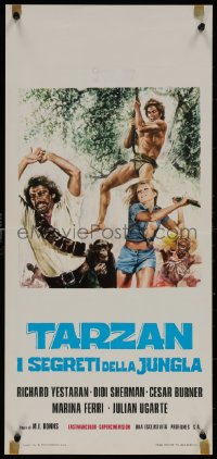 8j1124 GREEN INFERNO Italian locandina 1975 Richard Yesteran as Spanish Tarzan, different Hermida art!