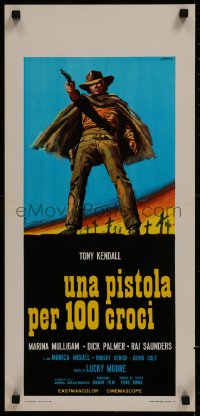 8j1125 GUNMAN OF ONE HUNDRED CROSSES Italian locandina 1971 cool spaghetti western art by Franco!