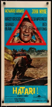 8j1128 HATARI Italian locandina 1962 Howard Hawks, John Wayne on safari in Africa!