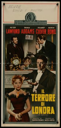 8j1134 HOUR OF 13 Italian locandina 1953 Peter Lawford & sexy Dawn Addams, T killer is at large!