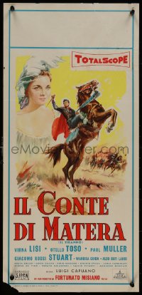 8j1140 IL CONTE DI MATERA Italian locandina 1957 romantic art of Virna Lisi, Otello Toso!