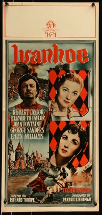 8j1149 IVANHOE Italian locandina 1953 Elizabeth Taylor, Robert Taylor, Joan Fontaine, different!