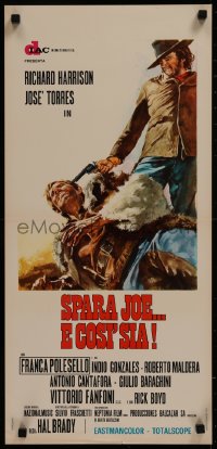 8j1152 JOE DAKOTA Italian locandina 1972 Gasparri art of Richard Harrison with gun to outlaw's head