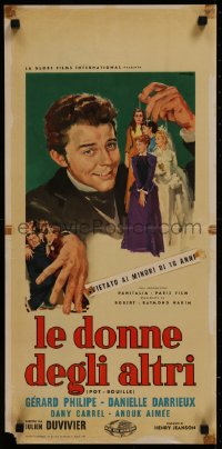 8j1169 LOVERS OF PARIS Italian locandina 1958 Gerard Philipe, Dany Carrel, Duvivier's Pot-Bouille!