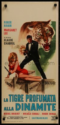 8j1205 ORCHID FOR THE TIGER Italian locandina 1966 Casaro art of spy Roger Hanin, tiger & Lee!